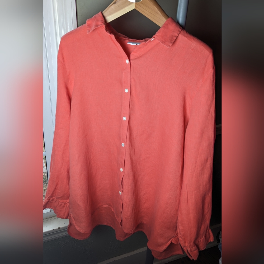 XL 100% linen "love linen" J.Jill long sleeve button-down blouse.